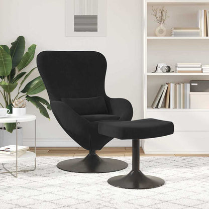 Egg Chair with Footstool Black 63 x 73 x 90 cm Velvet