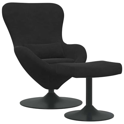 Egg Chair with Footstool Black 63 x 73 x 90 cm Velvet