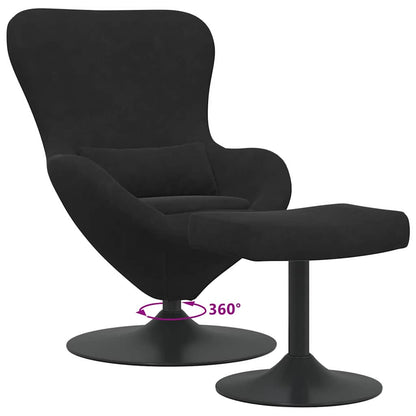 Egg Chair with Footstool Black 63 x 73 x 90 cm Velvet