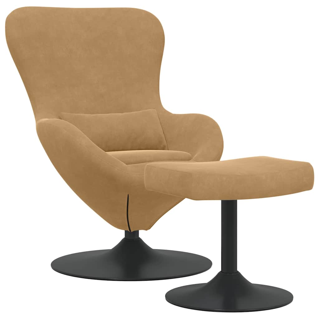Egg Chair with Footstool Brown 63 x 73 x 90 cm Velvet