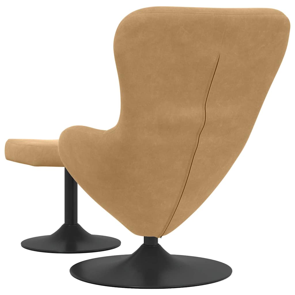 Egg Chair with Footstool Brown 63 x 73 x 90 cm Velvet