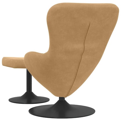 Egg Chair with Footstool Brown 63 x 73 x 90 cm Velvet