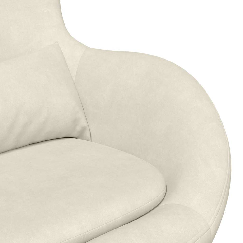 Egg Chair with Footstool Cream 63 x 73 x 90 cm Velvet