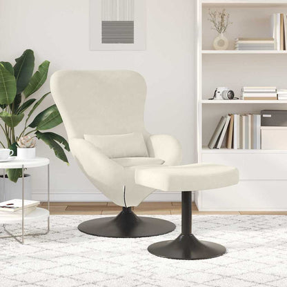 Egg Chair with Footstool Cream 63 x 73 x 90 cm Velvet