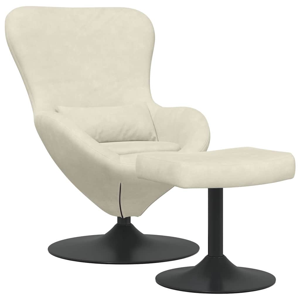 Egg Chair with Footstool Cream 63 x 73 x 90 cm Velvet