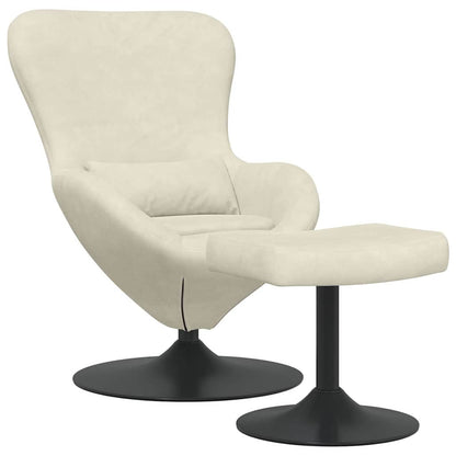 Egg Chair with Footstool Cream 63 x 73 x 90 cm Velvet