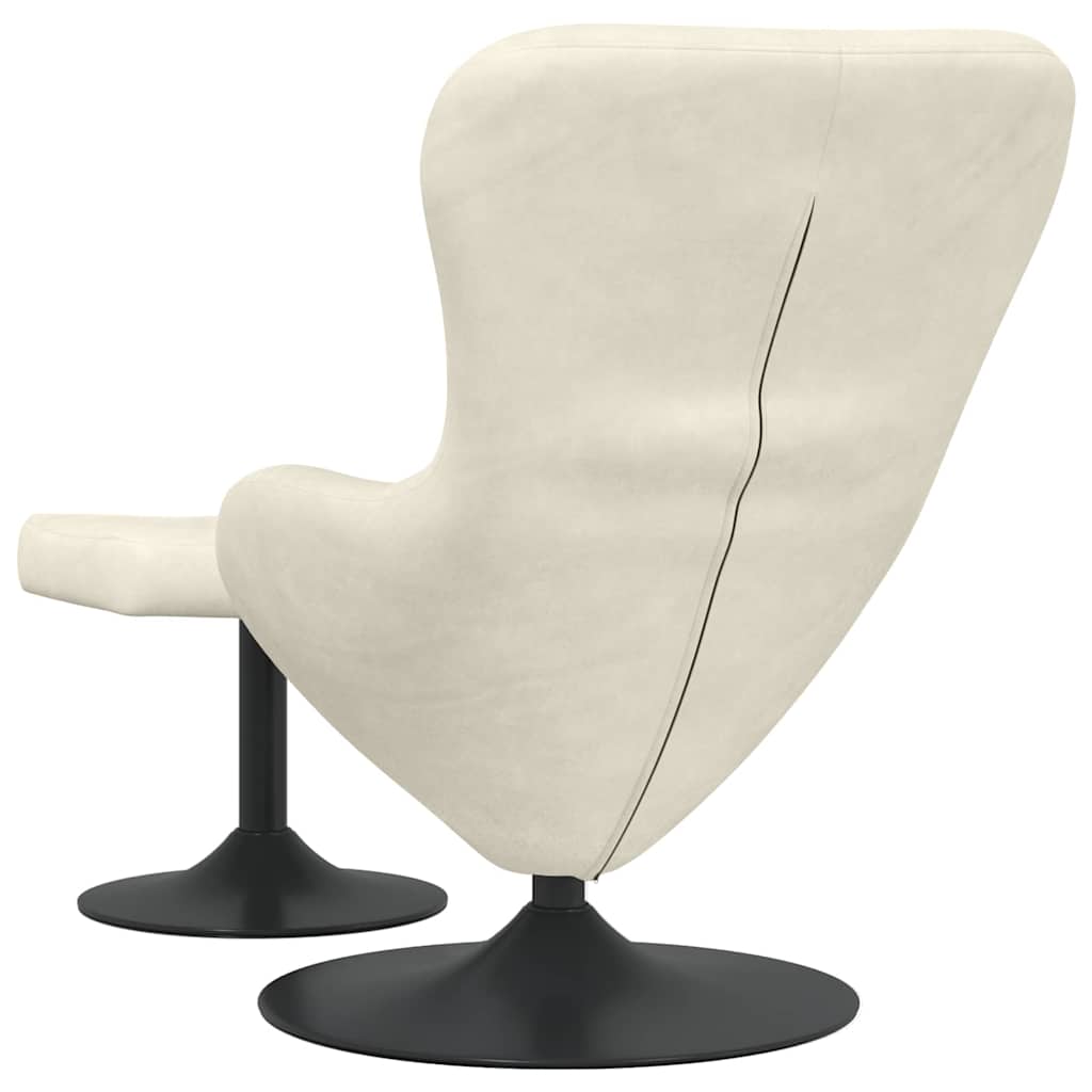 Egg Chair with Footstool Cream 63 x 73 x 90 cm Velvet