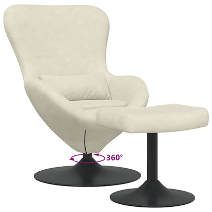 Egg Chair with Footstool Cream 63 x 73 x 90 cm Velvet