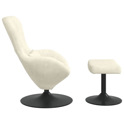 Egg Chair with Footstool Cream 63 x 73 x 90 cm Velvet