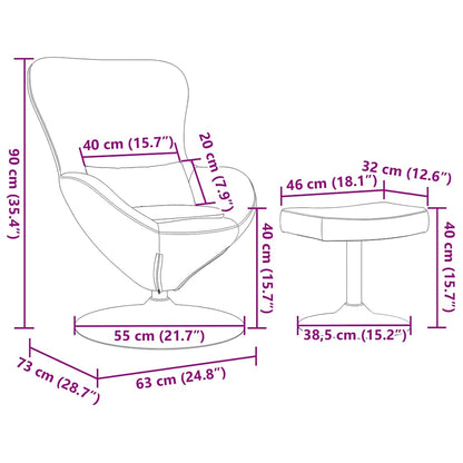 Egg Chair with Footstool Cream 63 x 73 x 90 cm Velvet