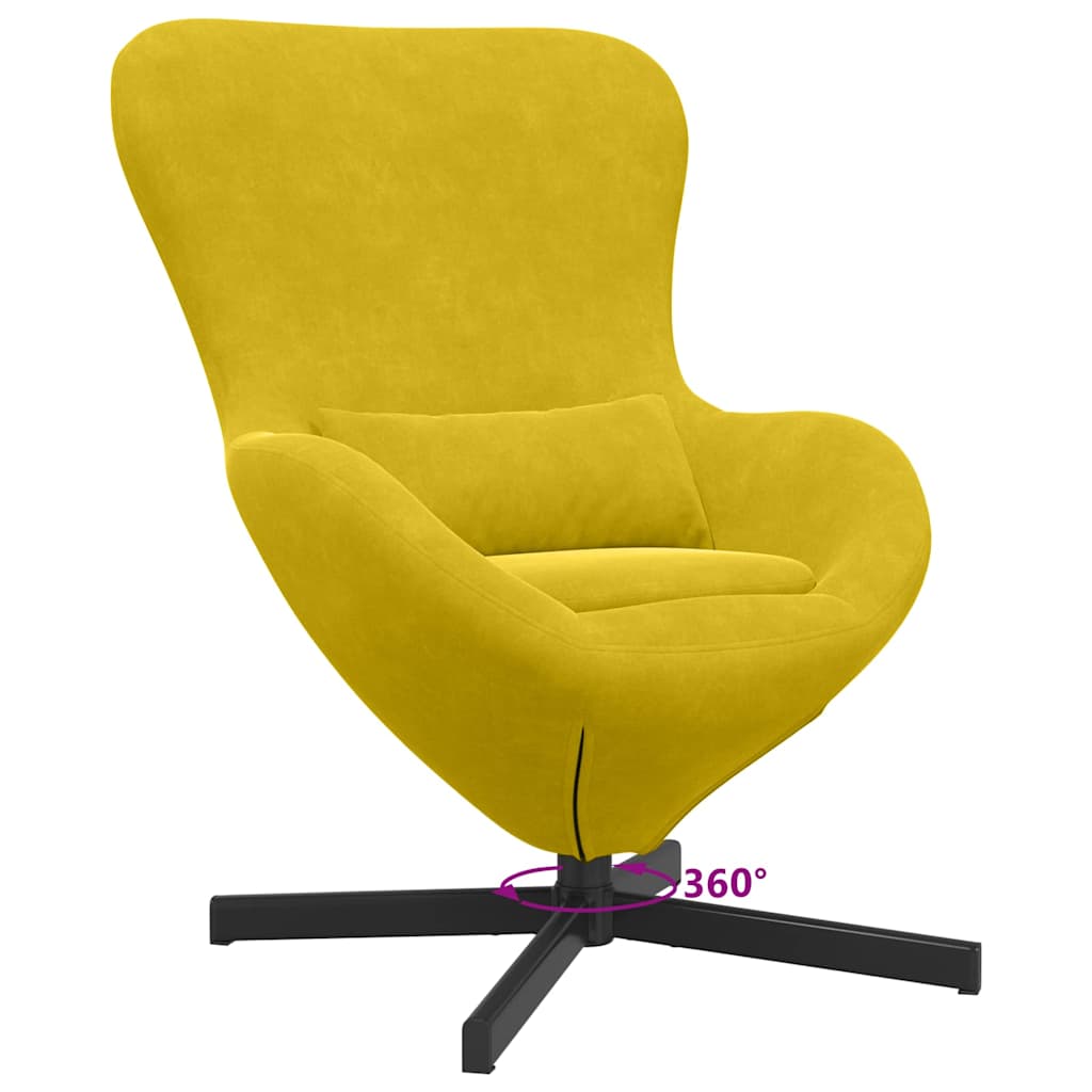 Egg Chair Yellow 63 x 73 x 90 cm Velvet
