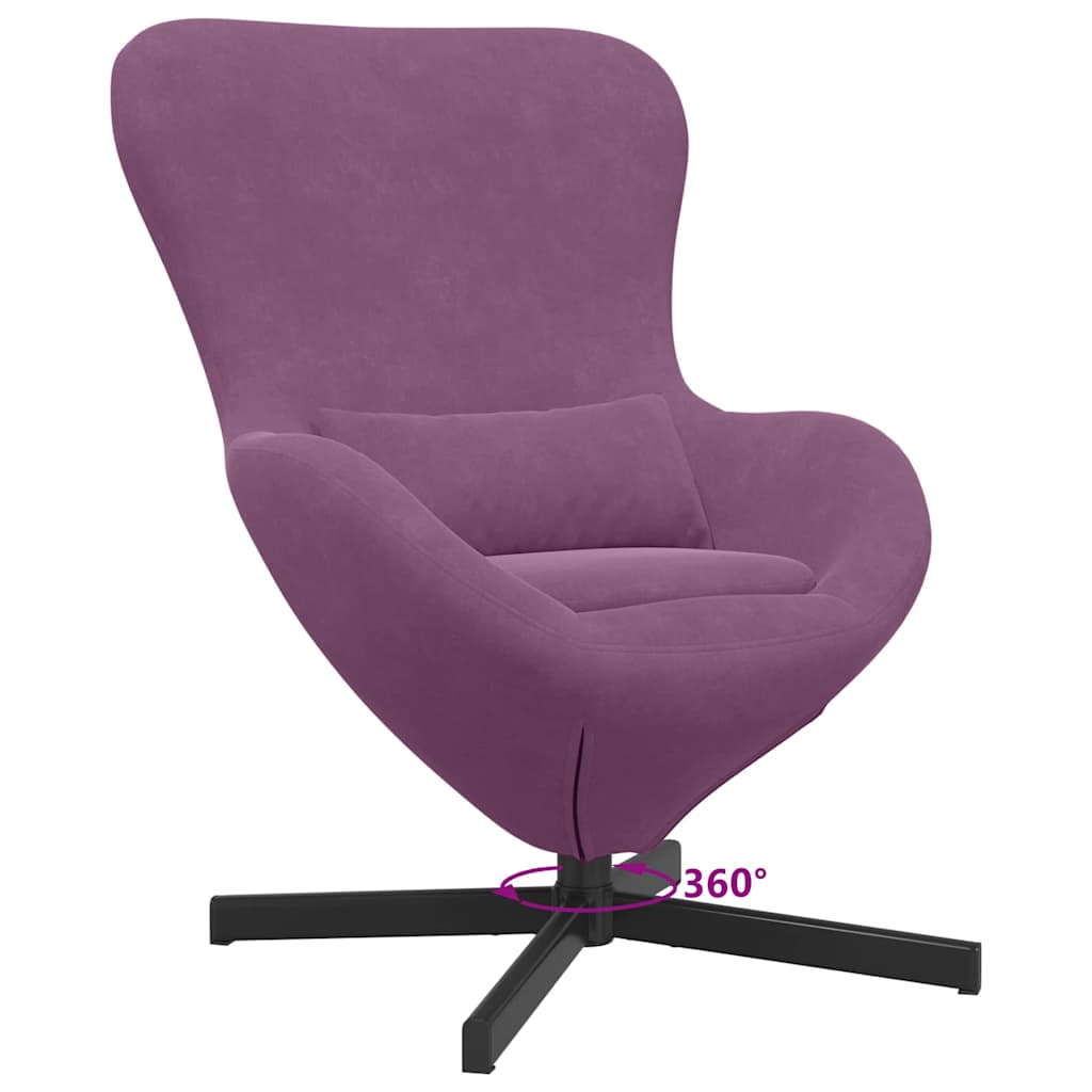 Egg Chair Purple 63 x 73 x 90 cm Velvet