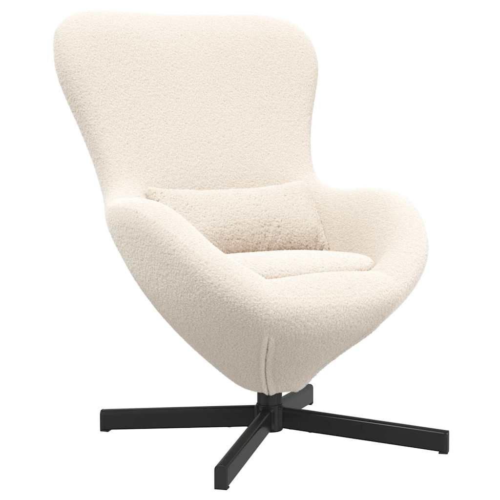 Egg Chair Cream 63 x 73 x 90 cm Curly Wool-like Fabric