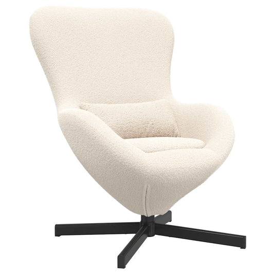 Egg Chair Cream 63 x 73 x 90 cm Curly Wool-like Fabric