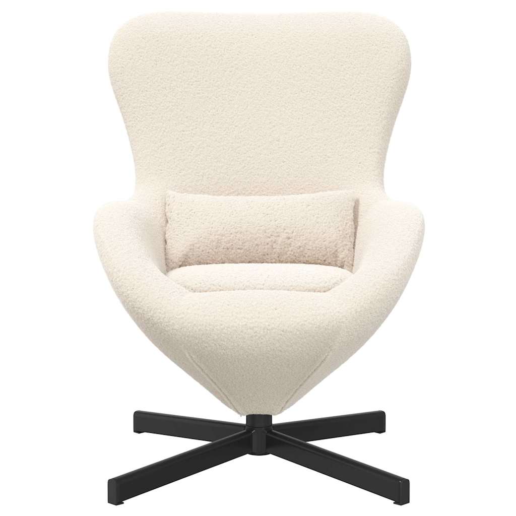 Egg Chair Cream 63 x 73 x 90 cm Curly Wool-like Fabric