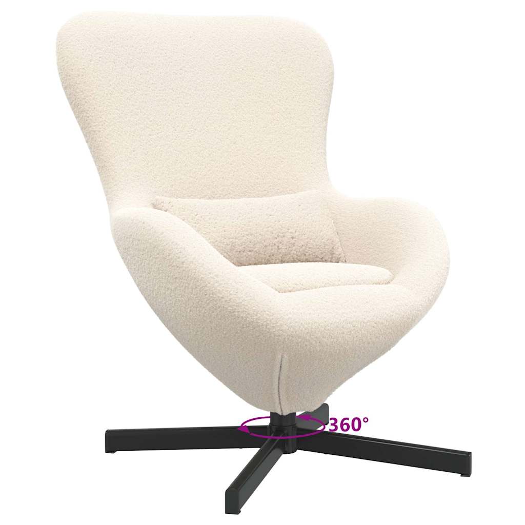 Egg Chair Cream 63 x 73 x 90 cm Curly Wool-like Fabric