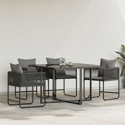 Chair with Cushion 4 pcs Black and Anthracite PE Rattan