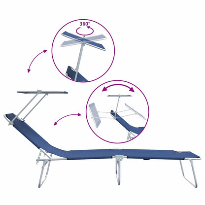 Sun Lounger Folding 2 pcs Blue 58 x 188 x 77cm Polyester