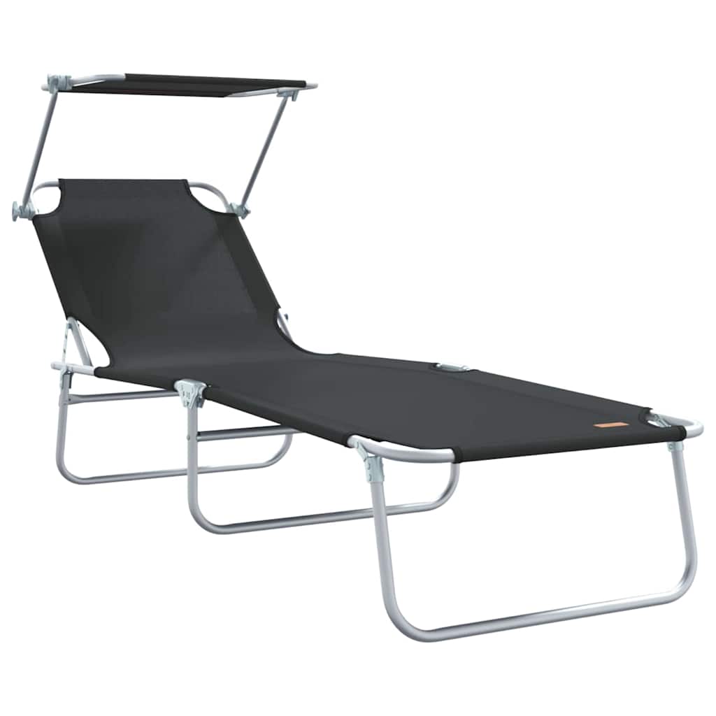 Sun Lounger Folding 2 pcs Black 58 x 188 x 77cm Polyester