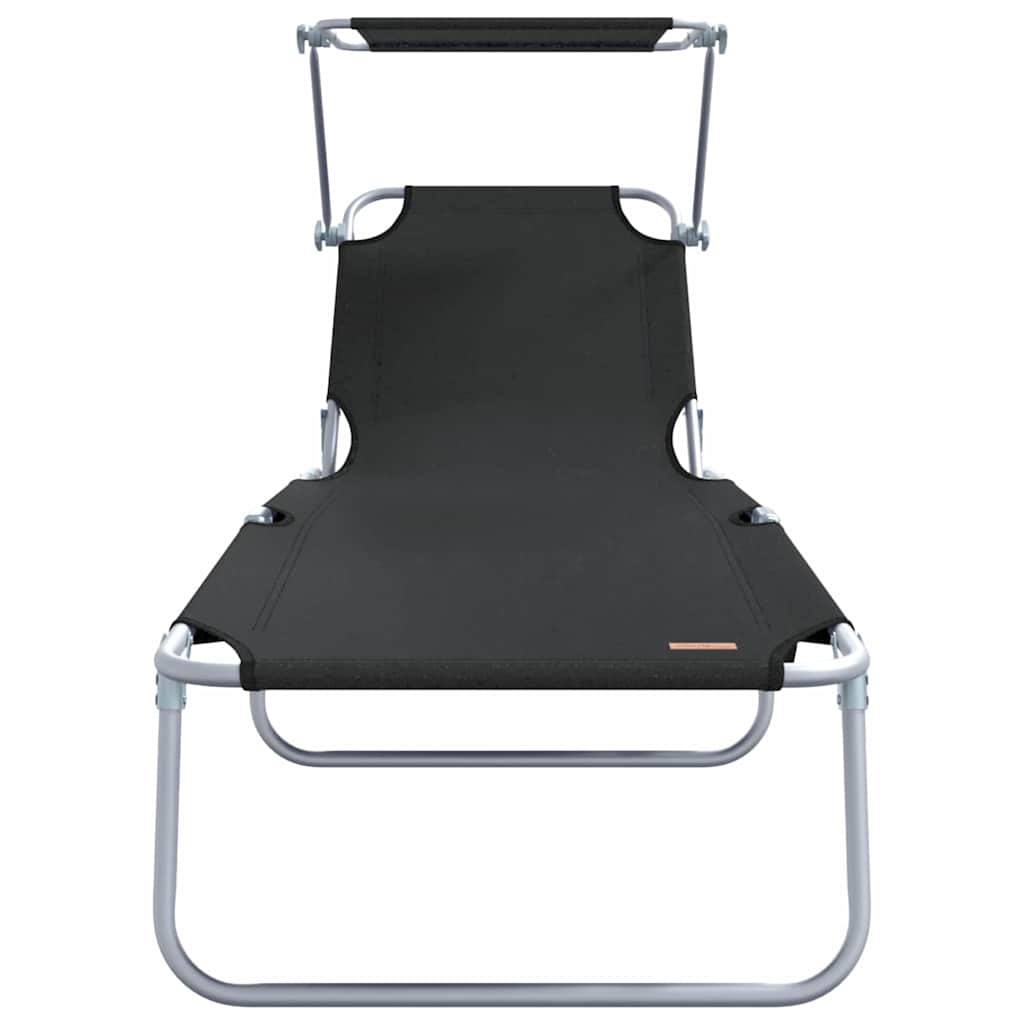 Sun Lounger Folding 2 pcs Black 58 x 188 x 77cm Polyester