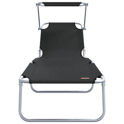 Sun Lounger Folding 2 pcs Black 58 x 188 x 77cm Polyester