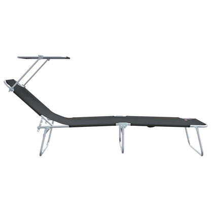 Sun Lounger Folding 2 pcs Black 58 x 188 x 77cm Polyester