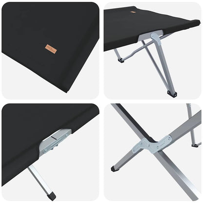 Folding Camping Bed Black 194 x 62.5 x 42.5 cm Oxford and Steel