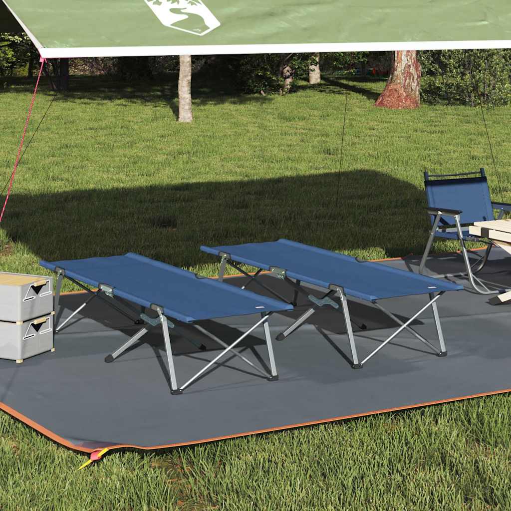 Folding Camping Bed Folding 2 pcs Blue 194 x 62.5 x 42.5 cm