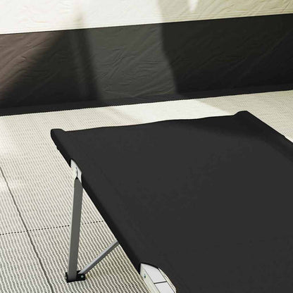 Folding Camping Bed Folding 2 pcs Black 194 x 62.5 x 42.5 cm