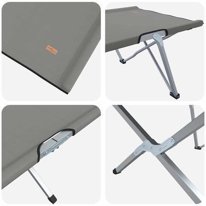 Folding Camping Bed Folding 2 pcs Grey 194 x 62.5 x 42.5 cm