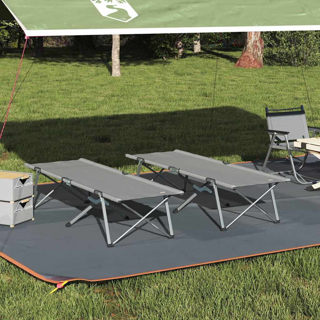 Folding Camping Bed Folding 2 pcs Grey 194 x 62.5 x 42.5 cm