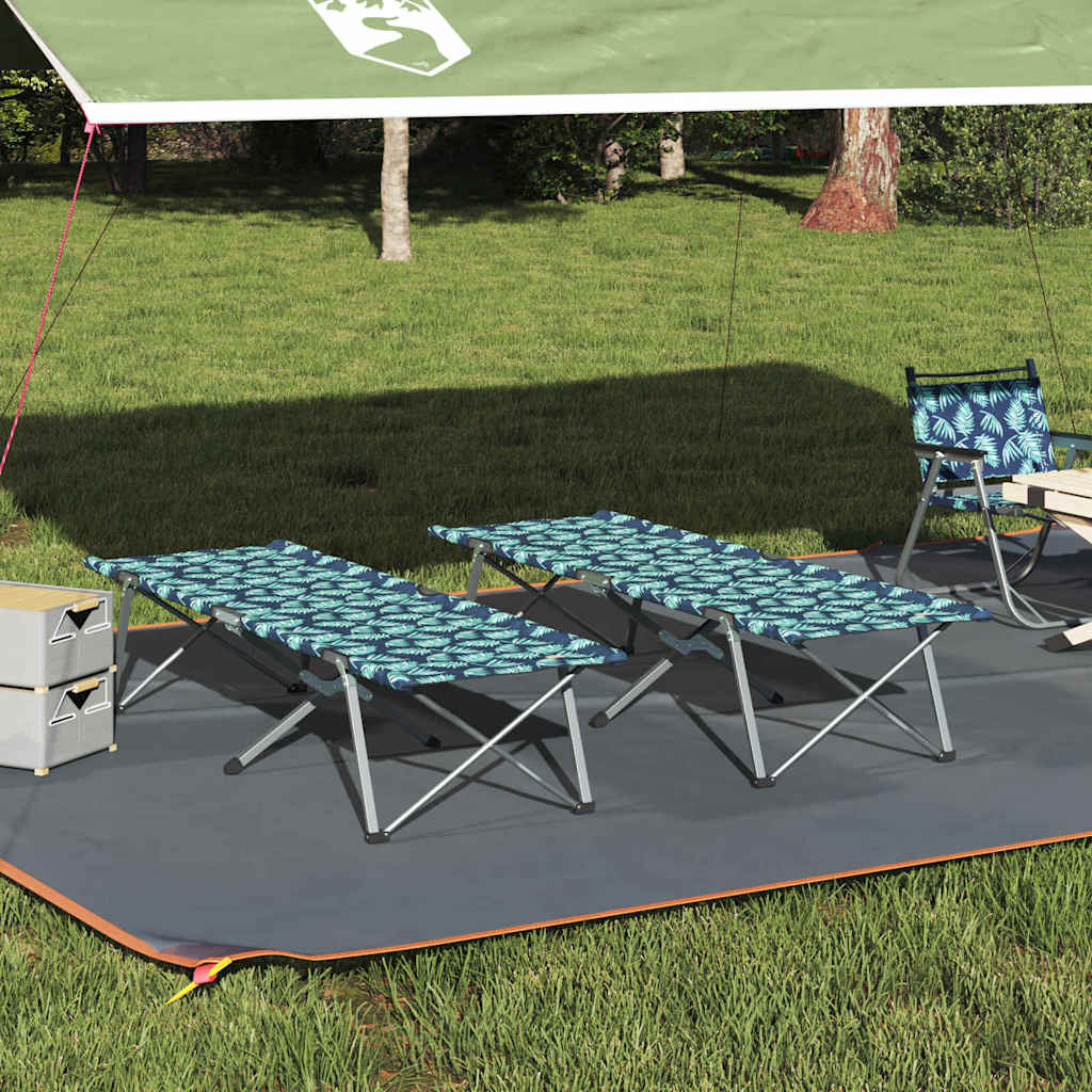 Folding Camping Bed Folding 2 pcs Forest 194 x 62.5 x 42.5 cm