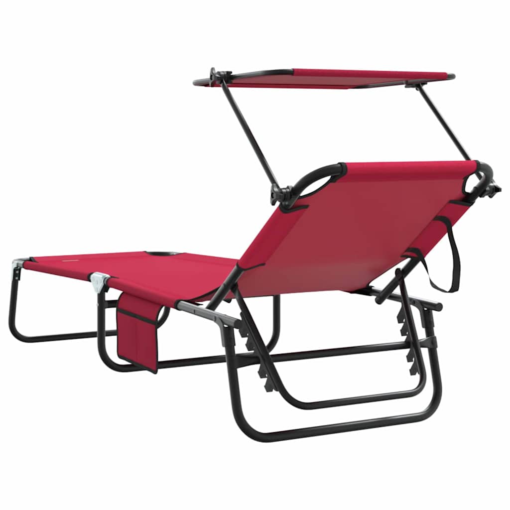 Folding Sun Lounger Folding Red 190 x 57 x 81 cm Oxford