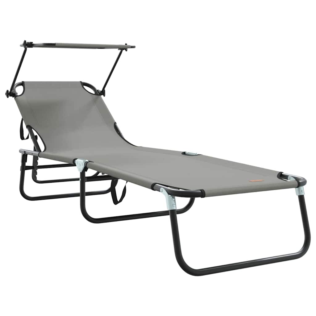 Folding Sun Lounger Folding Grey 190 x 57 x 81 cm Oxford