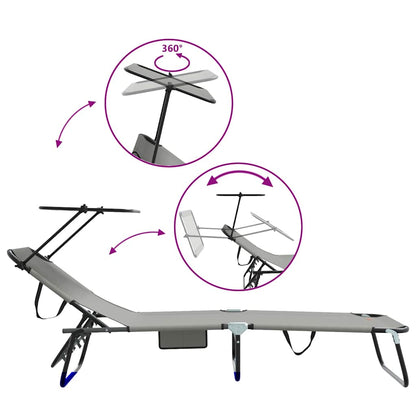 Folding Sun Lounger Folding Grey 190 x 57 x 81 cm Oxford