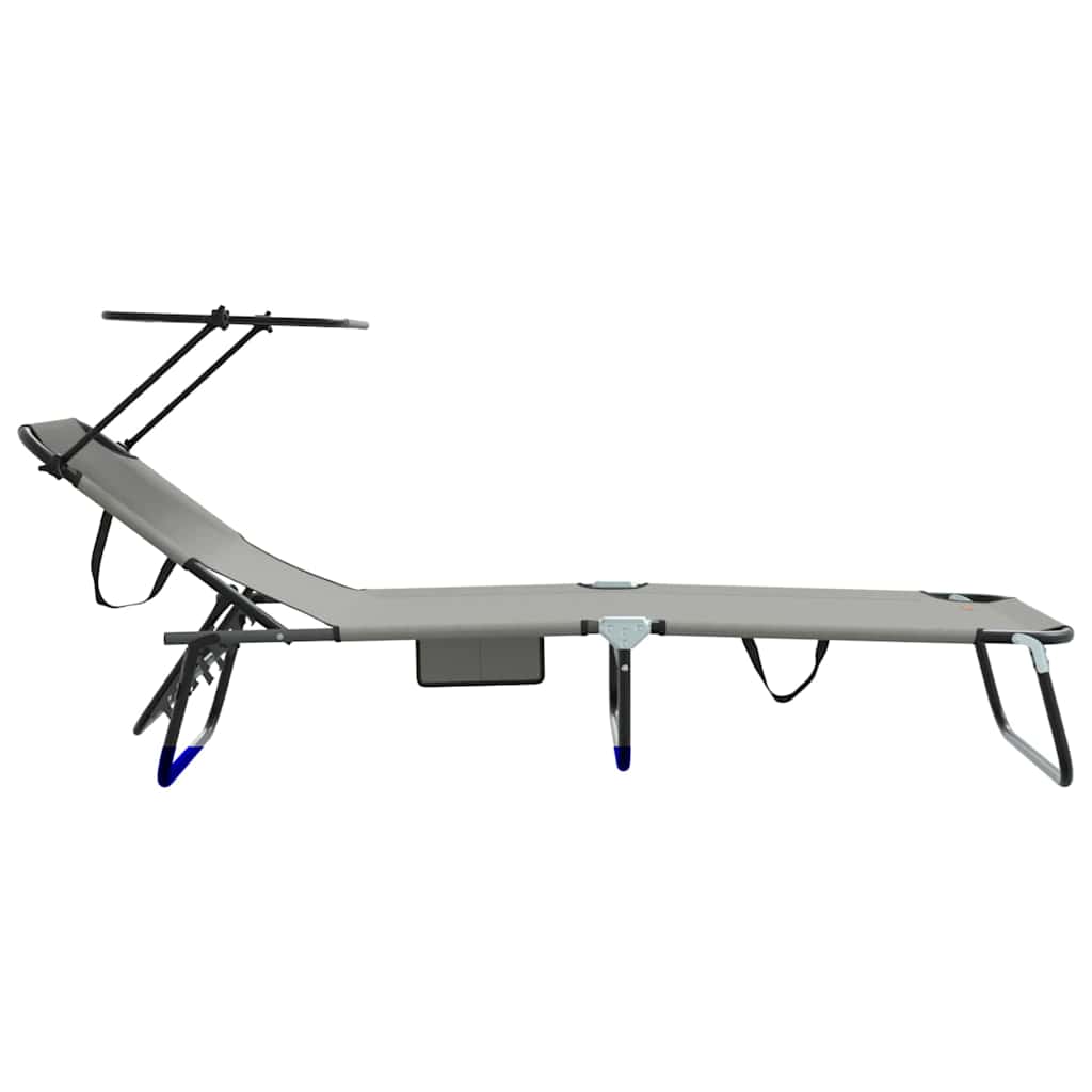 Folding Sun Lounger Folding Grey 190 x 57 x 81 cm Oxford