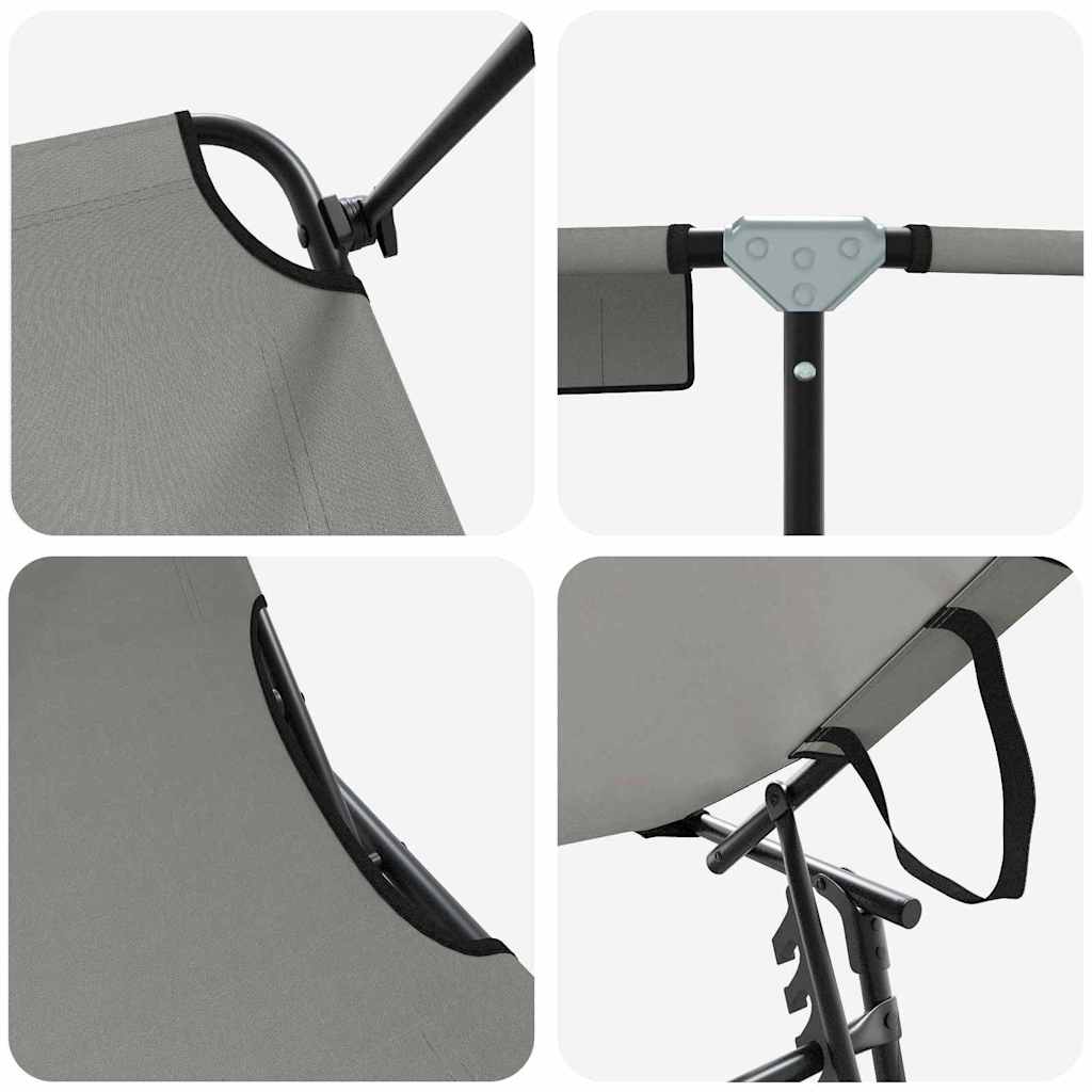 Folding Sun Lounger Folding 2 pcs Grey 190 x 57 x 81 cm Oxford