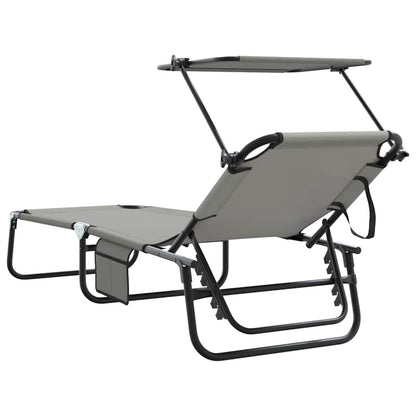 Folding Sun Lounger Folding 2 pcs Grey 190 x 57 x 81 cm Oxford