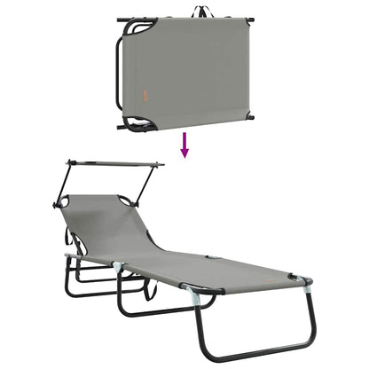 Folding Sun Lounger Folding 2 pcs Grey 190 x 57 x 81 cm Oxford