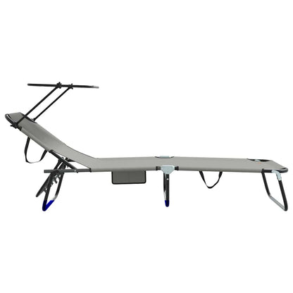 Folding Sun Lounger Folding 2 pcs Grey 190 x 57 x 81 cm Oxford