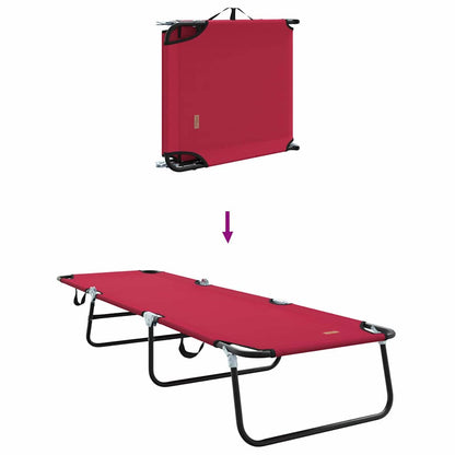 Folding Sun Lounger Folding Red 188 x 57 x 86.5 cm Polyester