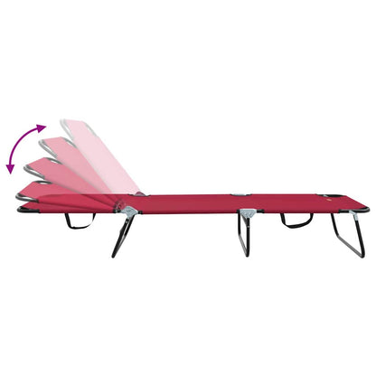 Folding Sun Lounger Folding Red 188 x 57 x 86.5 cm Polyester