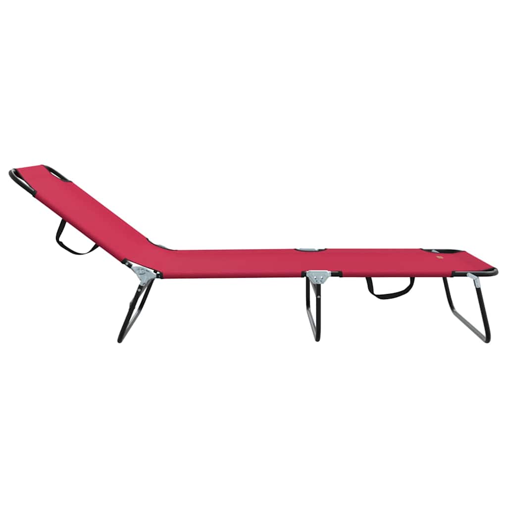Folding Sun Lounger Folding Red 188 x 57 x 86.5 cm Polyester