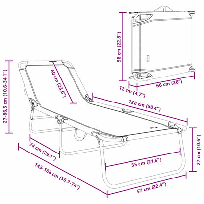 Folding Sun Lounger Folding Green 188 x 57 x 86.5 cm Polyester