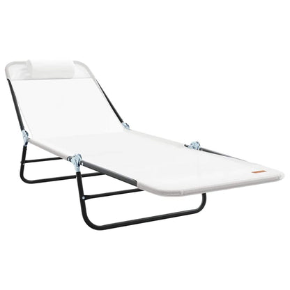 Folding Sun Lounger Folding Cream 182 x 55 x 85.5 cm Textilene