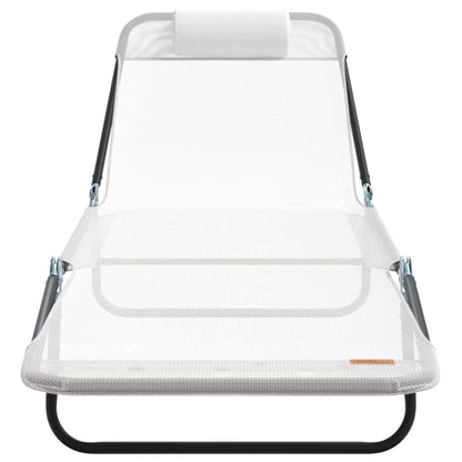 Folding Sun Lounger Folding Cream 182 x 55 x 85.5 cm Textilene
