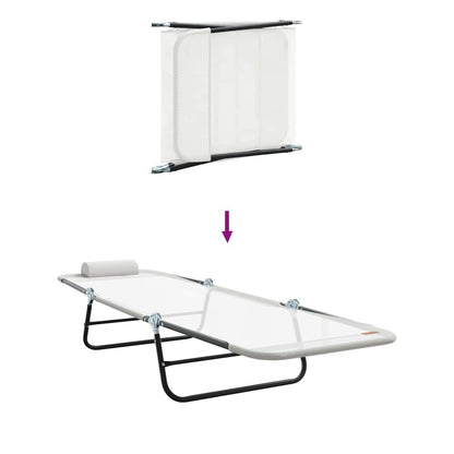 Folding Sun Lounger Folding Cream 182 x 55 x 85.5 cm Textilene