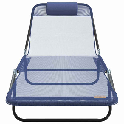Folding Sun Lounger Navy Blue 182 x 55 x 85.5 cm Textilene
