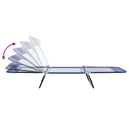 Folding Sun Lounger Navy Blue 182 x 55 x 85.5 cm Textilene