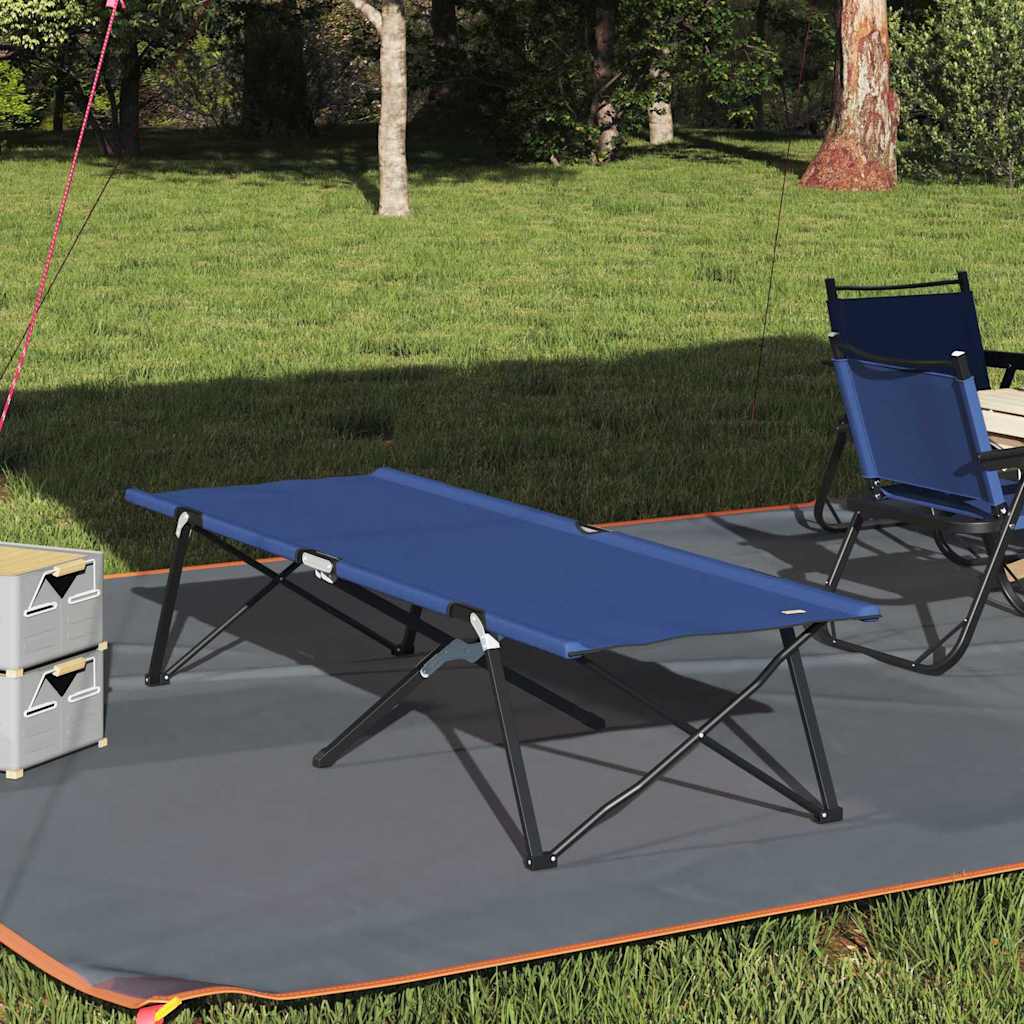 Folding Camping Bed Blue 206 x 76 x 74 cm Oxford and Steel